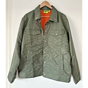 Mens Large-SUPERVSN Studio Green Trucker Jacket Nylon Streetwear Macys MSRP $168